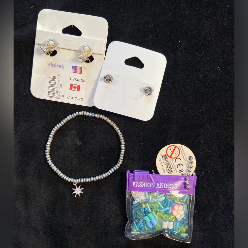 Claires‎ Jewelry Gum-ball drops & Stud Stars, Silver Bracelet,Make a bracelet.